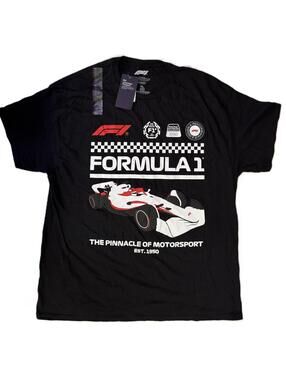 F1 Formula 1 Racing Black Cotton Tee T Shirt Pinnacle of Motorsport Men's XL NEW
